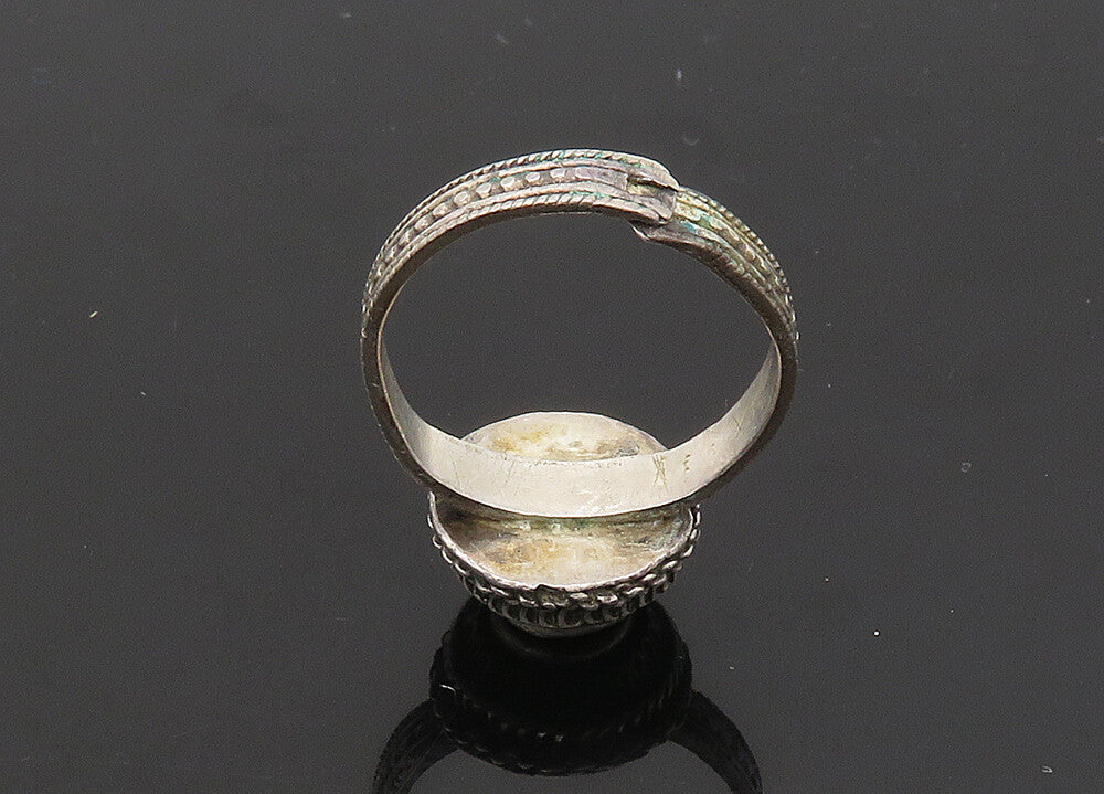 925 Sterling Silver  Vintage Blue Topaz Swirl Dome Band Ring Sz 10  RG21652
