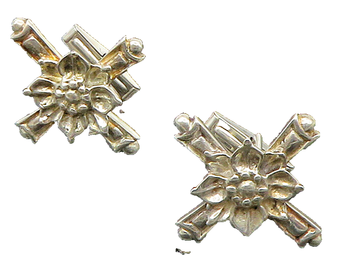 925 Sterling Silver  Vintage Shiny Flower & Cross Solid Cufflinks  TR3264