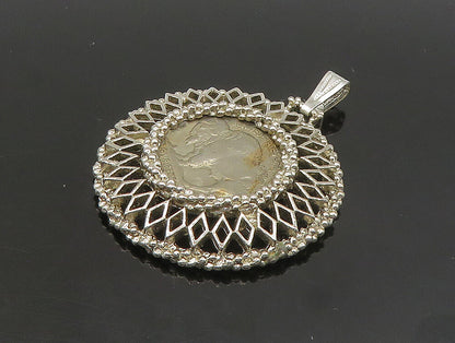 925 Sterling Silver  Vintage Twist Border 1929 Nickel Coin Pendant  PT19583