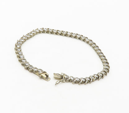 925 Sterling Silver  Round Cut Cubic Zirconia Swirl Tennis Bracelet  BT6582