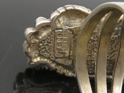 CAROL FELLEY 925 Silver  Vintage Floral Motif Cocktail Ring Sz 10  RG23808