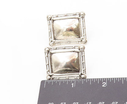 925 Sterling Silver Vintage Earrings PAT AREIAS Brutalist Domed Framed  EG13569