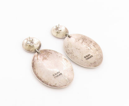 925 Sterling Silver Vintage Earrings BAHE NAVAJO Etched Concho Drop  EG14184