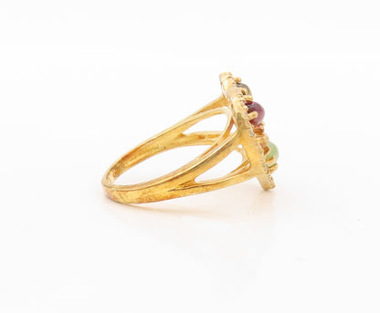 925 Sterling Silver Vintage Ring Gold Plated Gemstone Heart  Sz 7  RG30631