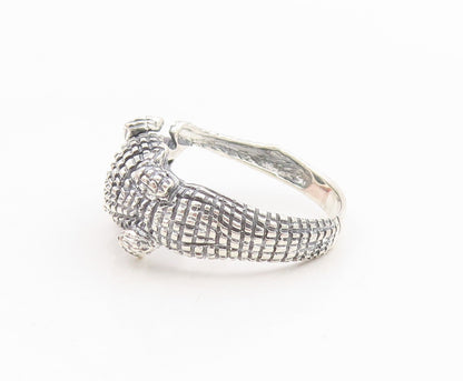 925 Sterling Silver Vintage Ring Textured Gothic Crocodile Band  Sz 10  RG33958