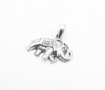 925 Sterling Silver  Vintage Petite Shiny Elephant Motif Drop Pendant  PT5461