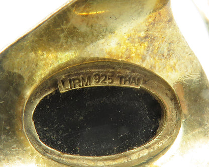 925 Sterling Silver  Vintage Cabochon Black Onyx Cocktail Ring Sz 10  RG12413