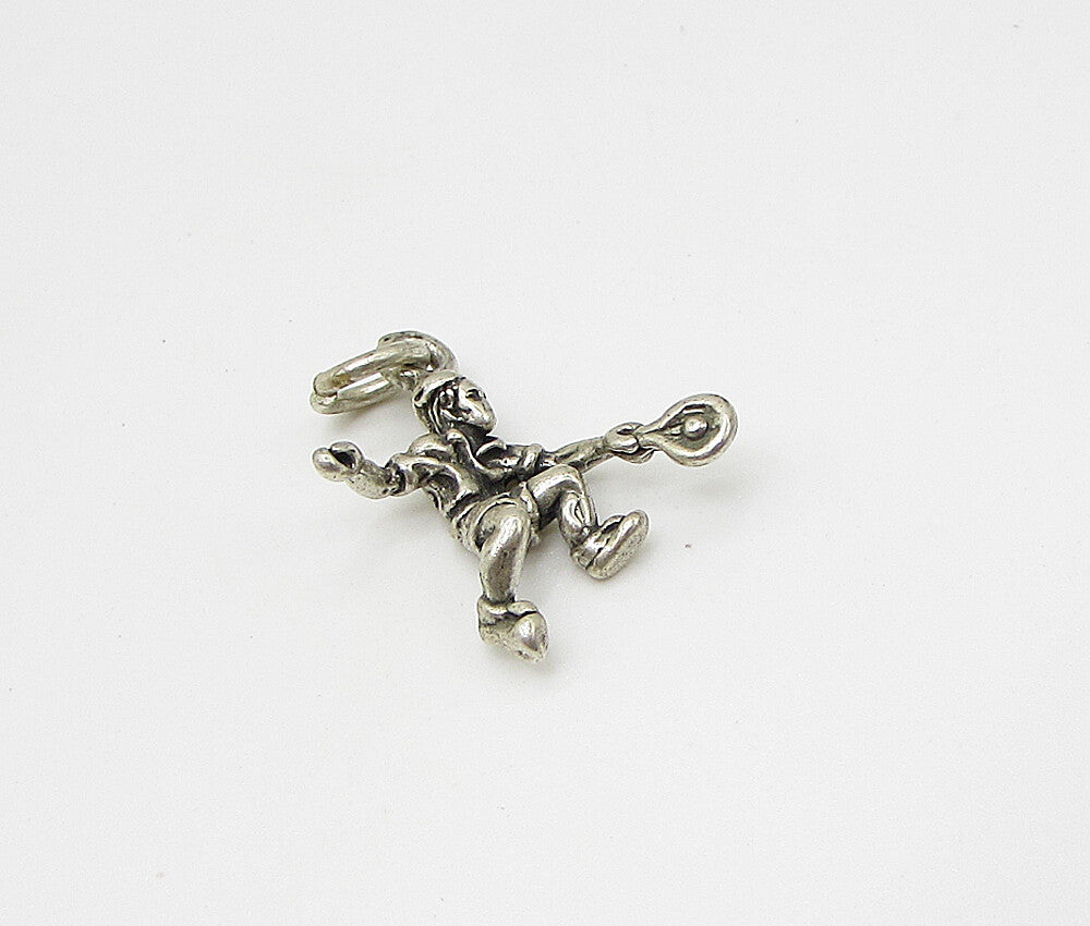 925 Sterling Silver  Vintage Tennis Player Charm Pendant  PT1912