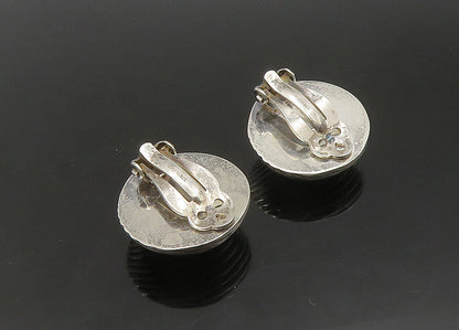 925 Sterling Silver   Vintage Shiny Fluted Dome Non Pierce Earrings  EG11280