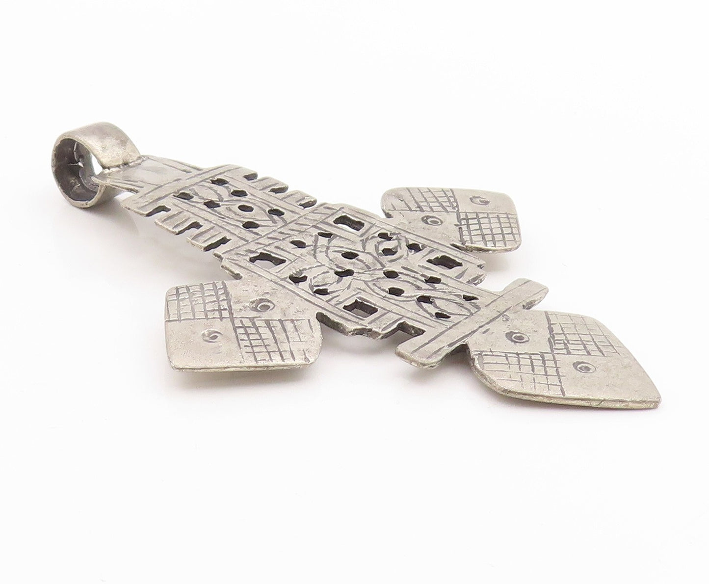 925 Sterling Silver Vintage Pendant Coptic Christian Church Cross  PT24741