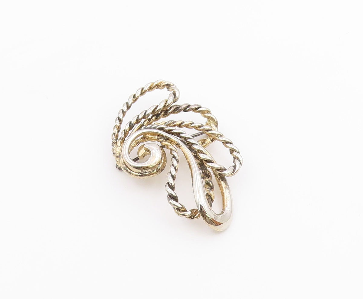 NAPIER 925 Sterling Silver  Vintage Shiny Rope Twist Swirl Brooch Pin  BP5511