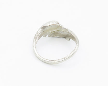 925 Sterling Silver  Vintage Shiny Dolphin Bypass Band Ring Sz 8.5  RG14933