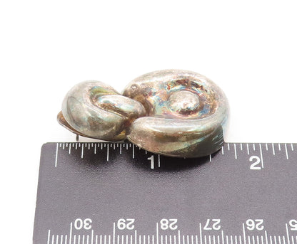 925 Sterling Silver  Vintage Solid Puffed Carved Designer Earrings  EG12744