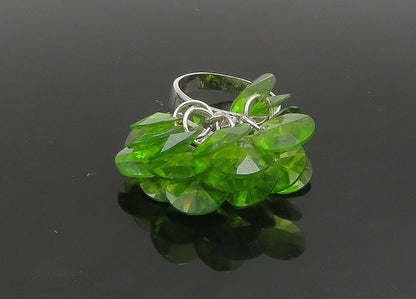 925 Sterling Silver  Vintage Peridot Cluster Shiny Cocktail Ring Sz 7  RG23516