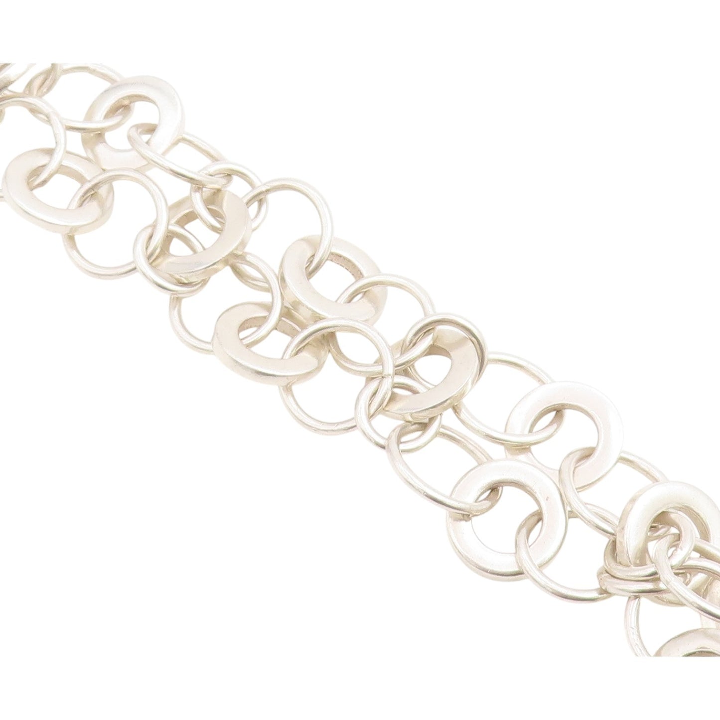 925 Sterling Silver Vintage Bracelet MEXICO Interlocking Circles Link  BT12211