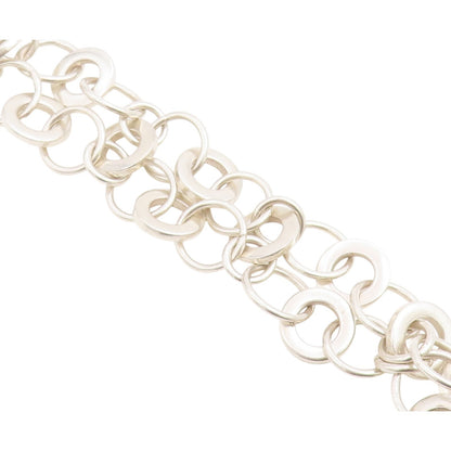 925 Sterling Silver Vintage Bracelet MEXICO Interlocking Circles Link  BT12211