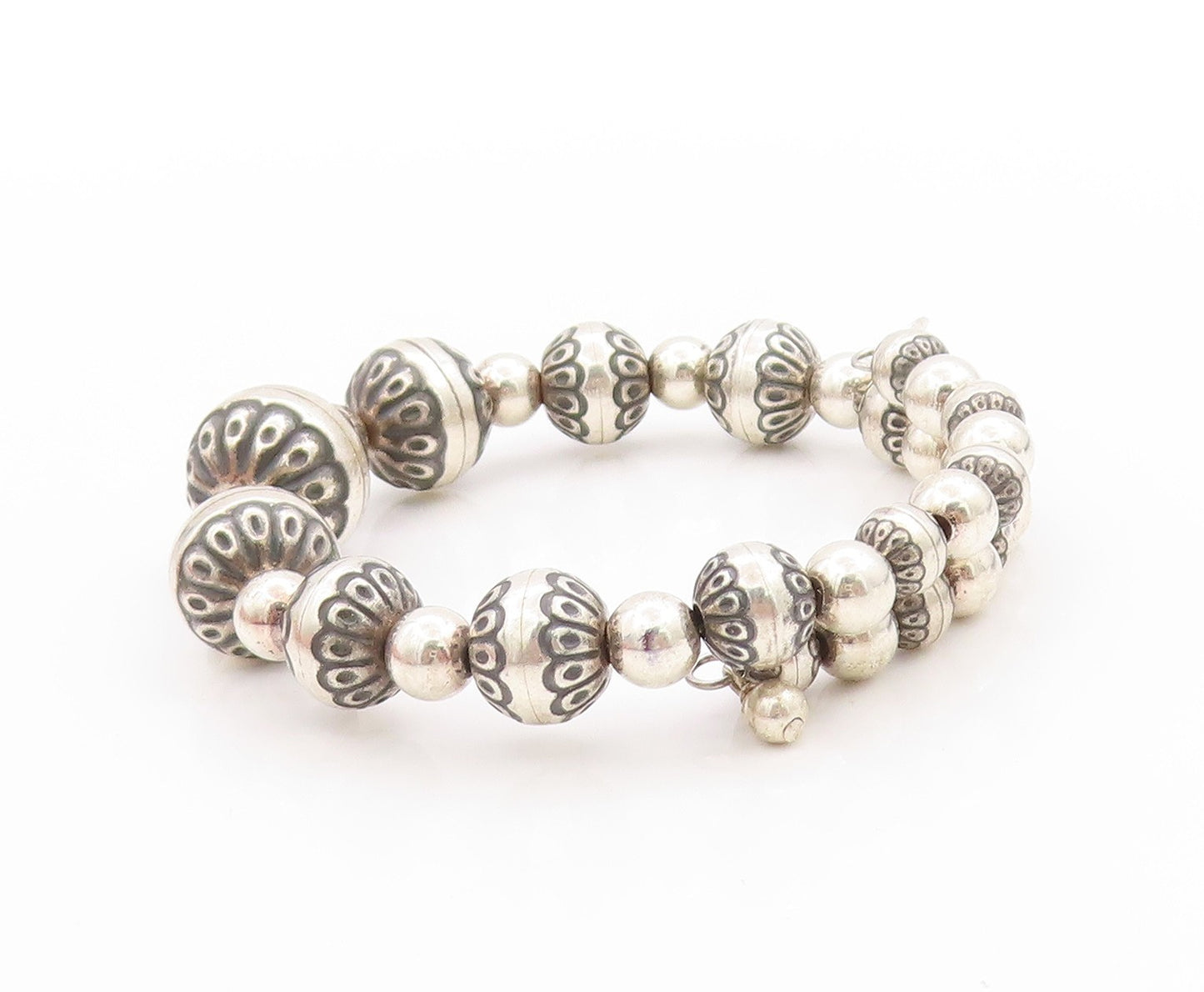 925 Sterling Silver Vintage Bracelet CAROLYN POLLACK Floral Coil Wrap  BT11368