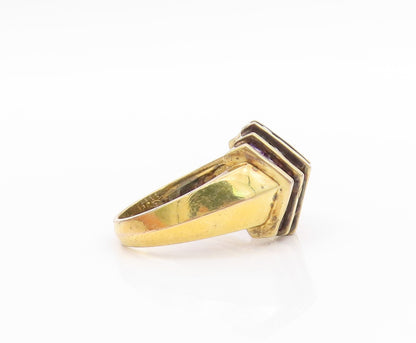 925 Sterling Silver Vintage Ring Gold Plated Purple & White CZ  Sz 8  RG33415