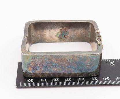 925 Sterling Silver Vintage Bracelet CARO Solid Geometric Square Bangle  BT11941