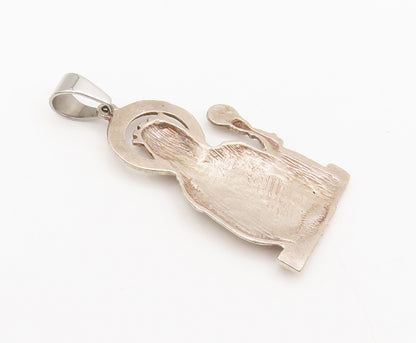 925 Sterling Silver  Vintage Cutout Carved Jesus Religious Pendant  PT22243