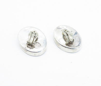 LOS BALLESTEROS MEXICO 925 Silver  Vintage Oval Non Pierce Earrings  EG2602