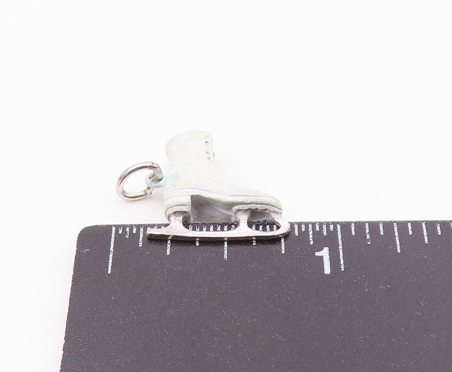 925 Sterling Silver  Vintage Petite Enamel Ice Skate Motif Pendant  PT11239