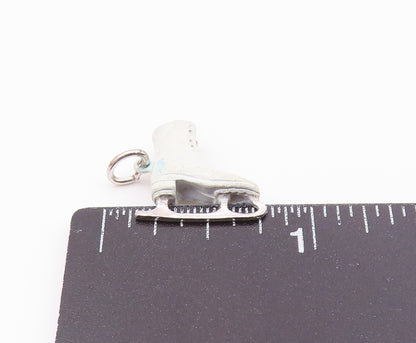 925 Sterling Silver  Vintage Petite Enamel Ice Skate Motif Pendant  PT11239