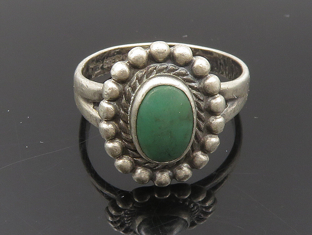 POST BELL 925 Silver  Vintage Oval Jasper Rope Border Ring Sz 6  RG24213