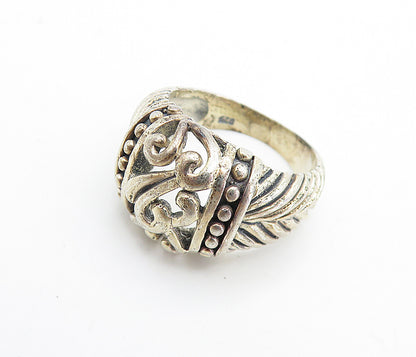 925 Sterling Silver  Vintage Open Swirl Dome Wheat Band Ring Sz 6  RG7502