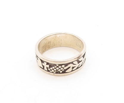 925 Sterling Silver Vintage Ring Trible Animals & Design Carved  Sz 8  RG31347