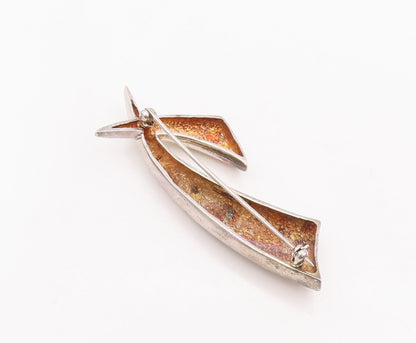 925 Sterling Silver Vintage Brooch Pin KRYPELL Solid Carved Animal Teeth BP10920