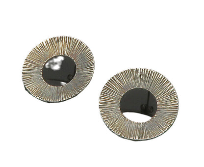 925 Sterling Silver  Vintage Textured Open Circle Drop Earrings  EG7442