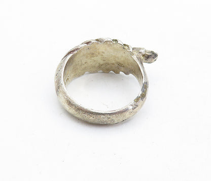 925 Sterling Silver  Vintage Dark Tone Floral Leaf Band Ring Sz 9  RG5721