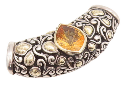 18k Gold 925 Sterling Silver Vintage Pendant JOHN HARDY Floral Citrine  PT23253