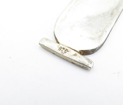 925 Silver & 18K GOLD  Vintage Two Tone Hebrew Cartouche Pendant  PT4258