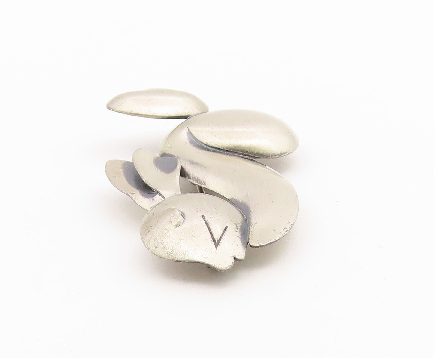 925 Sterling Silver Vintage Brooch Pin Modernist Abstract Rabbit Figure  BP12663