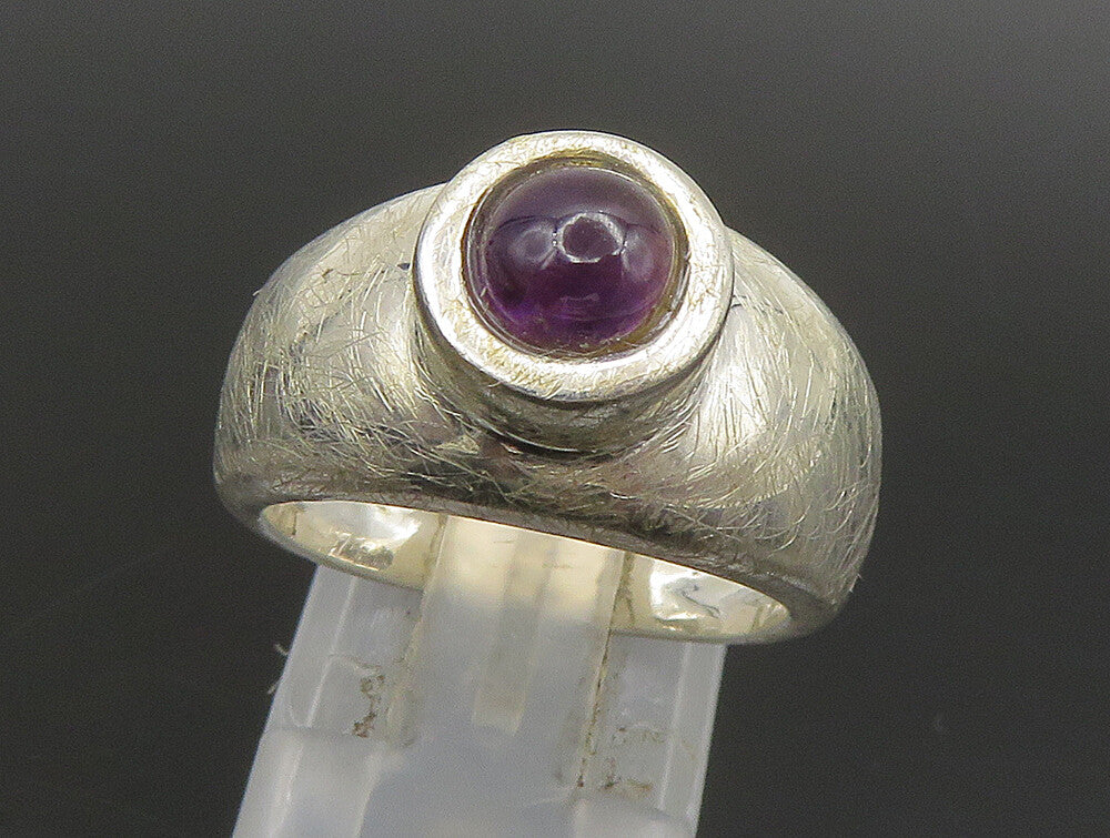 DESIGNER 925 Silver  Vintage Shiny Cabochon Cut Amethyst Ring Sz 7  RG24264