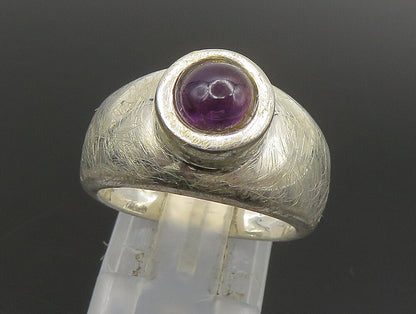 DESIGNER 925 Silver  Vintage Shiny Cabochon Cut Amethyst Ring Sz 7  RG24264