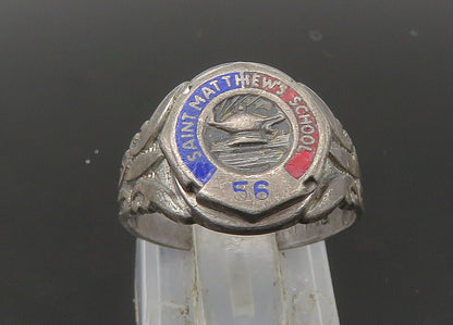 UNCAS 925 Silver  Vintage Antique Saint Matthews School Ring Sz 6  RG22556