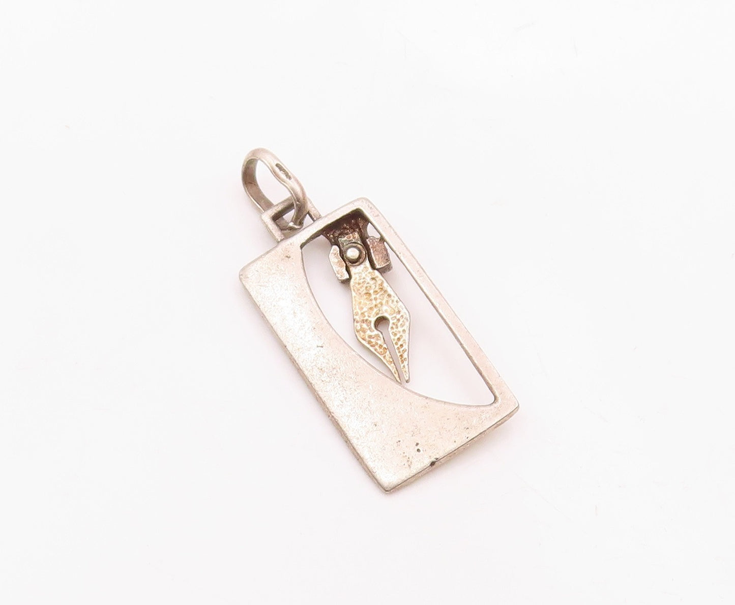 925 Sterling Silver  Vintage Claw Hand Enamel Script Pendant  PT20681