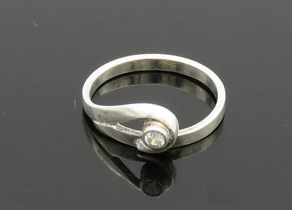 POLAND 925 Silver  Vintage Shiny Cubic Zirconia Loop Band Ring Sz 7.5  RG21018