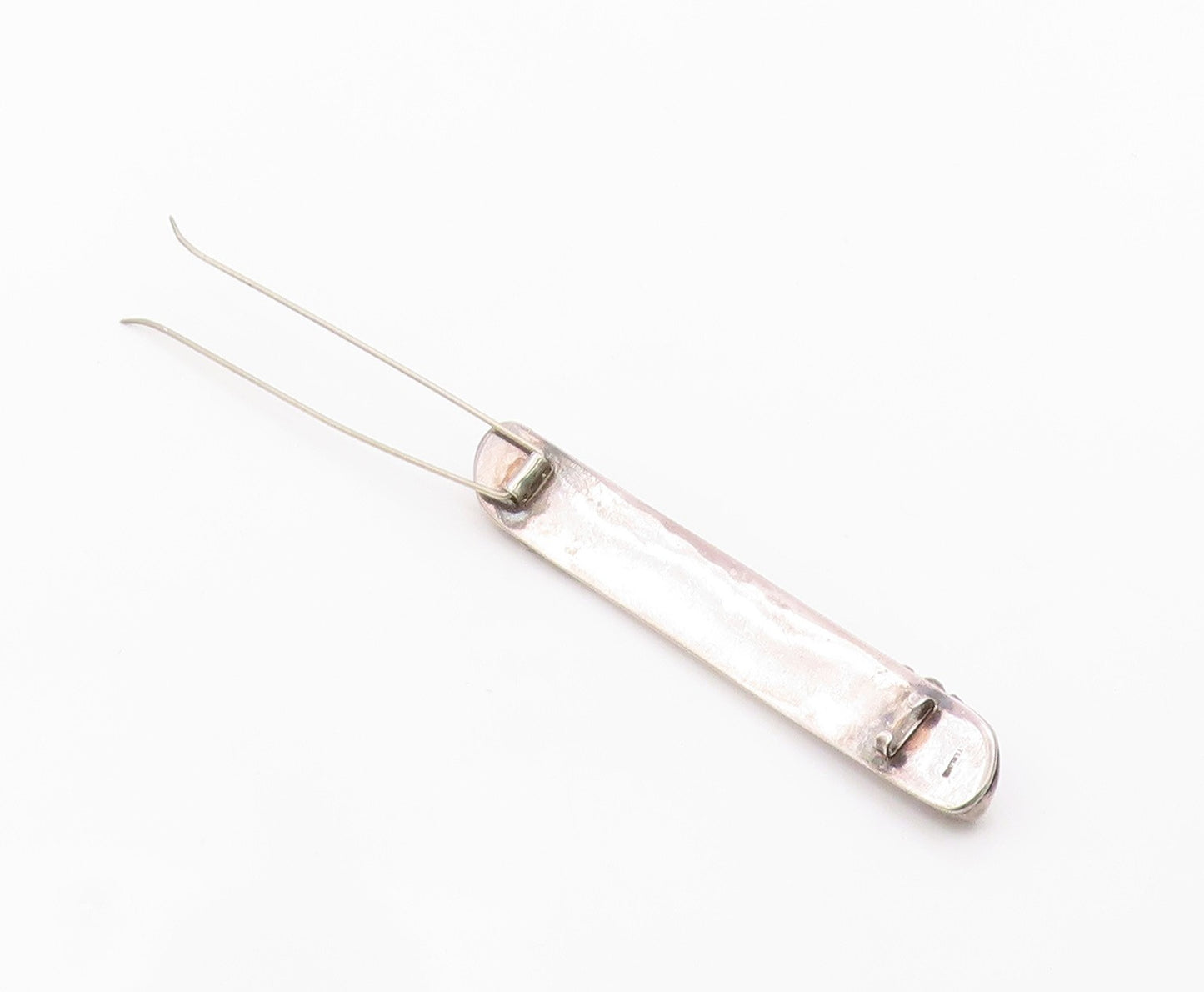 925 Sterling Silver  Vintage Floral Detail Smooth Bar 2 Prong Pin  TR2067