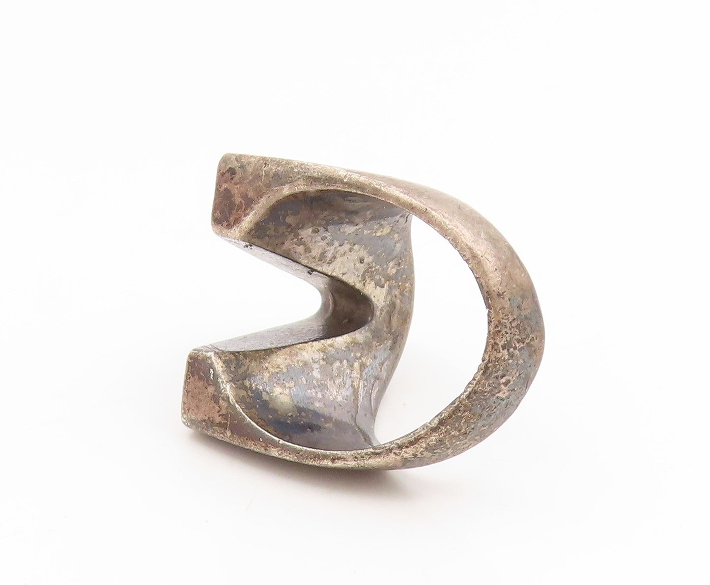 925 Sterling Silver Vintage Ring Modernist Letter V Initial Band Sz 5.5 RG35292