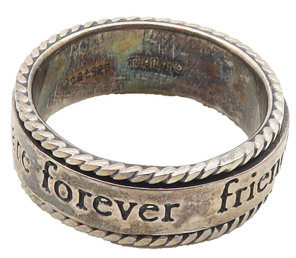 925 Sterling Silver  Vintage Friends Are Forever Spinner Ring Sz 9.5  RG9540