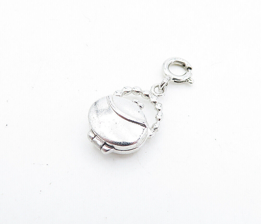 925 Sterling Silver Petite Enamel Coated Purse Locket Pendant (OPENS) PT3581