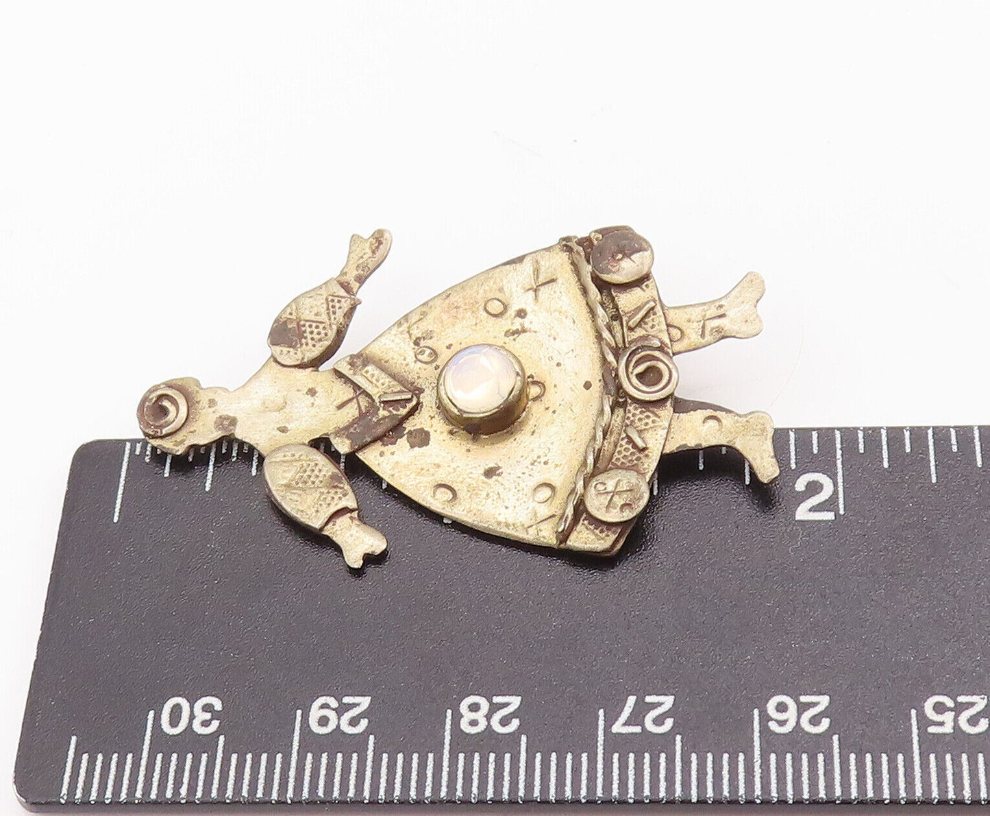 925 Sterling Silver Vintage Brooch Pin Designer Moonstone Carved Girl  BP10868