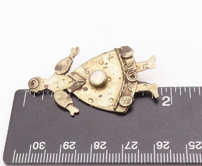 925 Sterling Silver Vintage Brooch Pin Designer Moonstone Carved Girl  BP10868