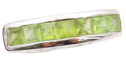 925 Sterling Silver Vintage Ring Square Cut Peridot Band  Sz 8  RG32523