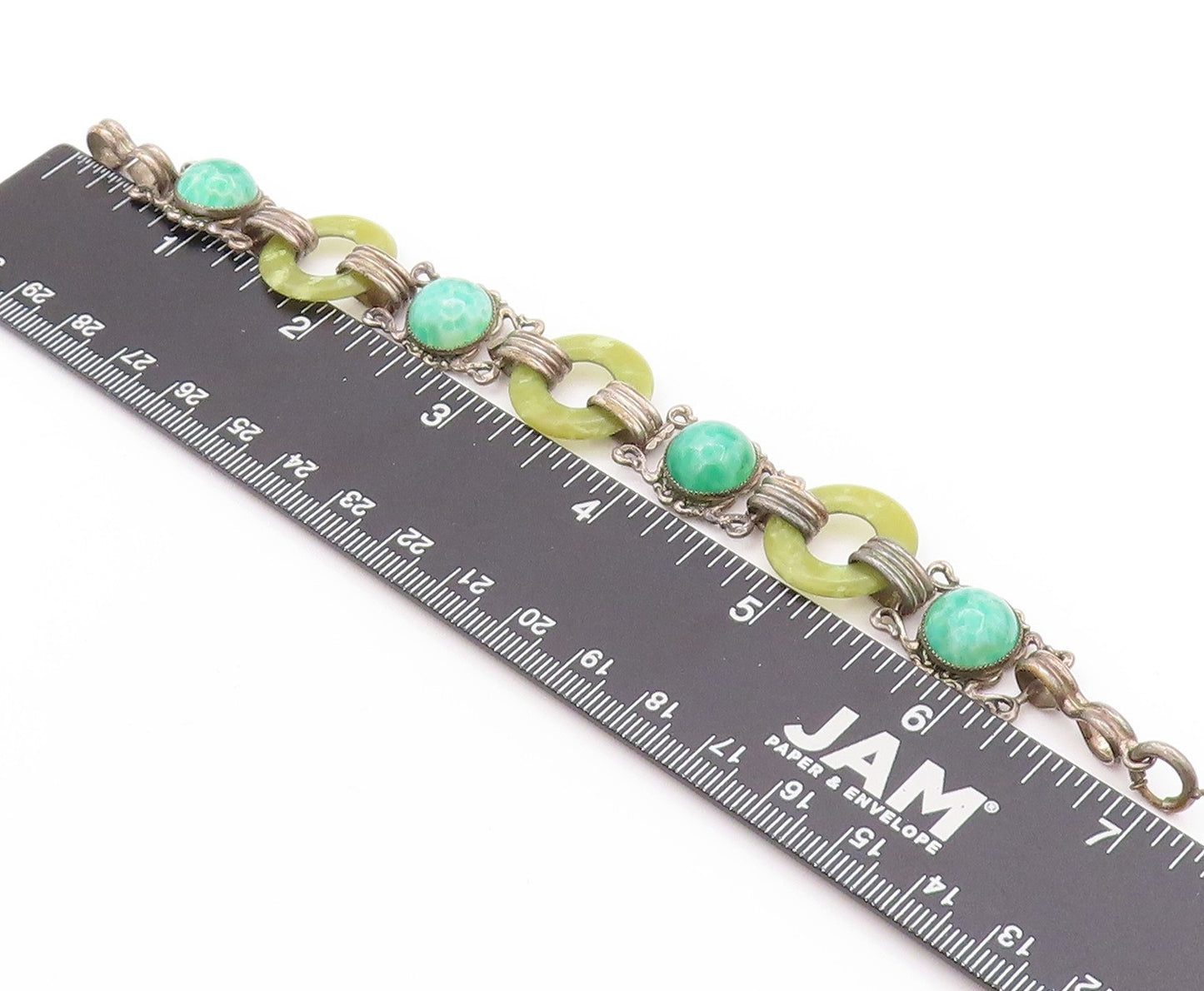 925 Sterling Silver Vintage Bracelet Gemstone Half Sphere & Rings  BT11245