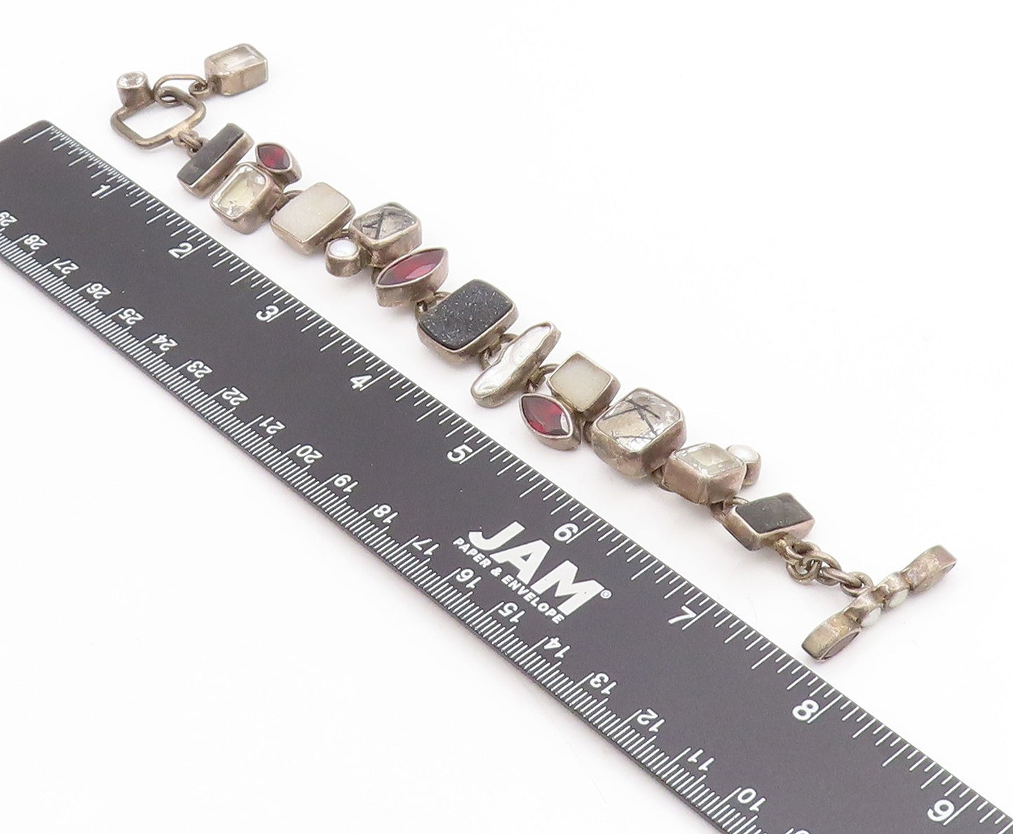 925 Sterling Silver Vintage Bracelet THE DREAMER Multi Gemstone Link  BT11677